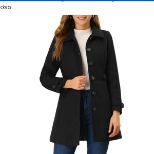 Allegra K Women's Black Trench Coat